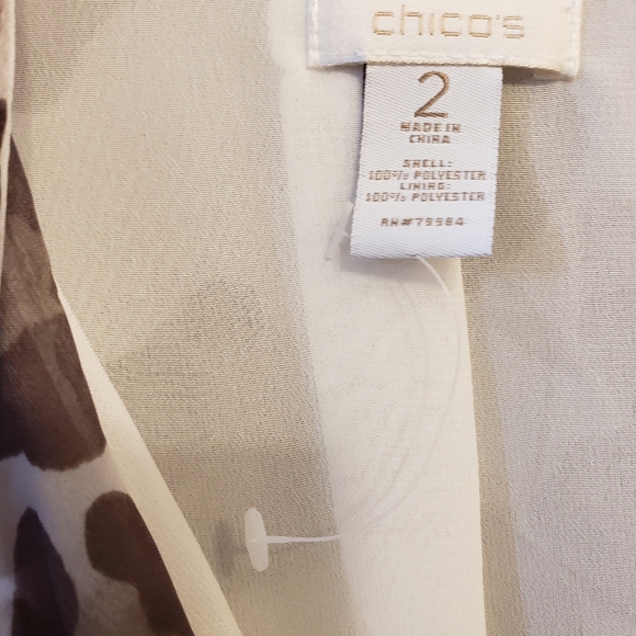 Chico's Travelers NWOT "Dana" gray tan animal print flowy light jacket, large - Picture 7 of 9